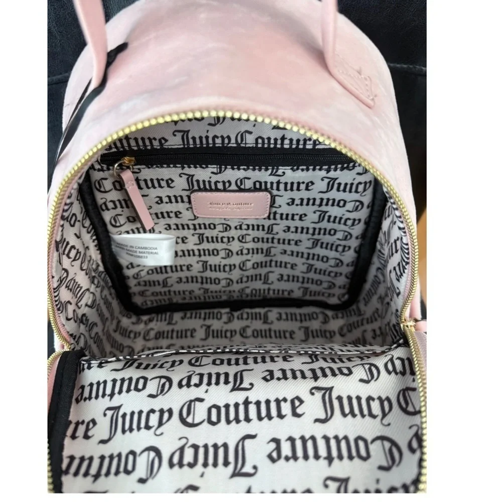 NWT Juicy Couture  Backpack Pink Diamond  Velour  Heritage New $99 School Bag